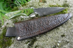 Green Dymondwood and Raindrop Damascus Steel